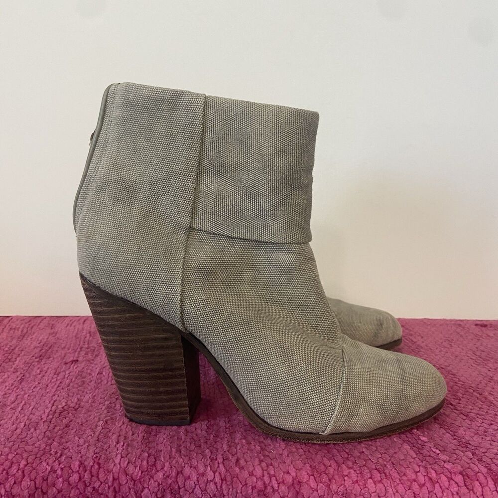 Rag And Bone Newbury Ankle Boots Booties Textured Gray Canvas Size 9 US/39 EU